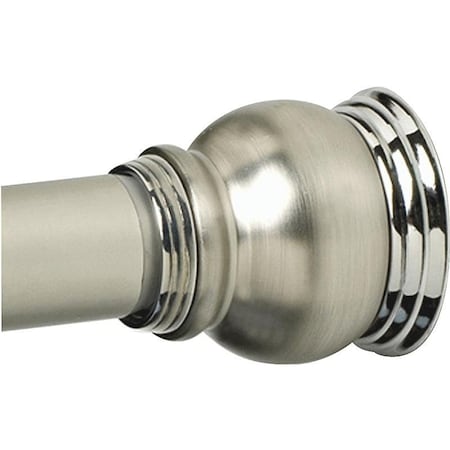 Zenithen Adjustable Tension Shower Rod, 72 In OAL, 1 In Dia, Aluminum, ChromeSatin Nickel